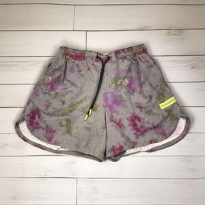 Legends Tie Dye Athletic Shorts Gray Pink Green Drawstring Pockets Size M